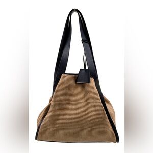 Akris Alex Raffia & Leather Bucket Tote - Medium